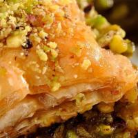 Baklava · Layers of walnuts, honey, cinnamon in phyllo pastry.