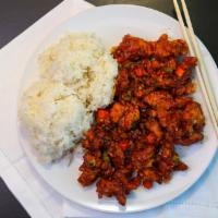 C-15. General Tso'S Chicken · Hot and spicy. Served with steamed rice.