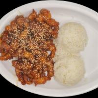 C-19. Sesame Chicken · Served with steamed rice.