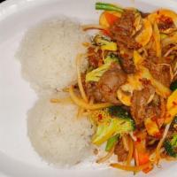 C-2. Szechwan Beef · Hot and spicy. Served with steamed rice.
