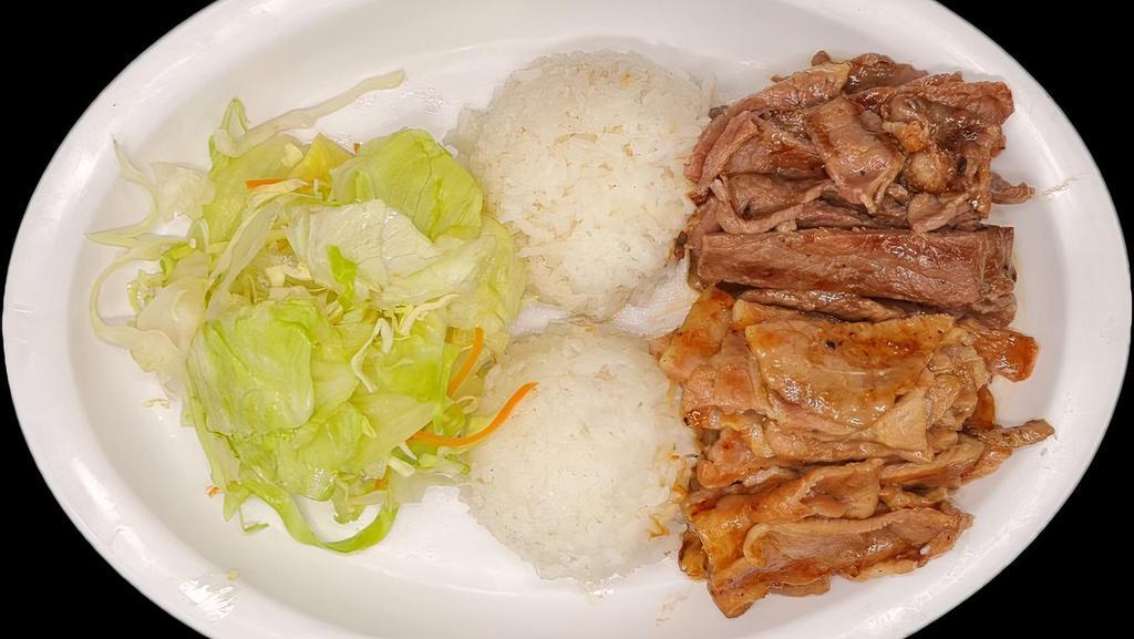 T-13. Beef & Pork · Served with steamed rice.