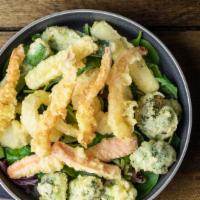 Shrimp And Vegetable Tempura · Shrimp, zucchini, carrots, onions and broccoli, zucchini