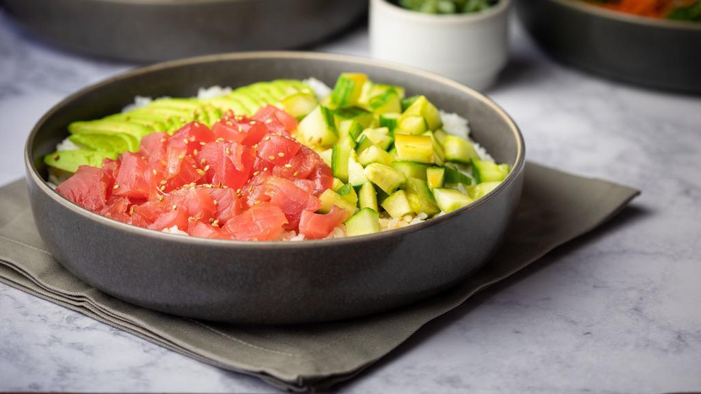 Tuna Bowl · Diced tuna, ponzu sauce, avocado and cucumbers.