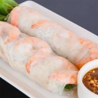 Fresh Spring Rolls- Goi Cuon · Two pieces. Fresh green leaf lettuce, shrimp, pork, vermicelli rolled with rice paper served...