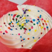 Vanilla Cupcake · Classic white cake with buttercream. Seasonal designs.