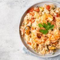 House Fried Rice (Com Chien) · Hearty shrimp, chicken, chinese sausage, onions, and eggs pan seared with fresh steamed rice...