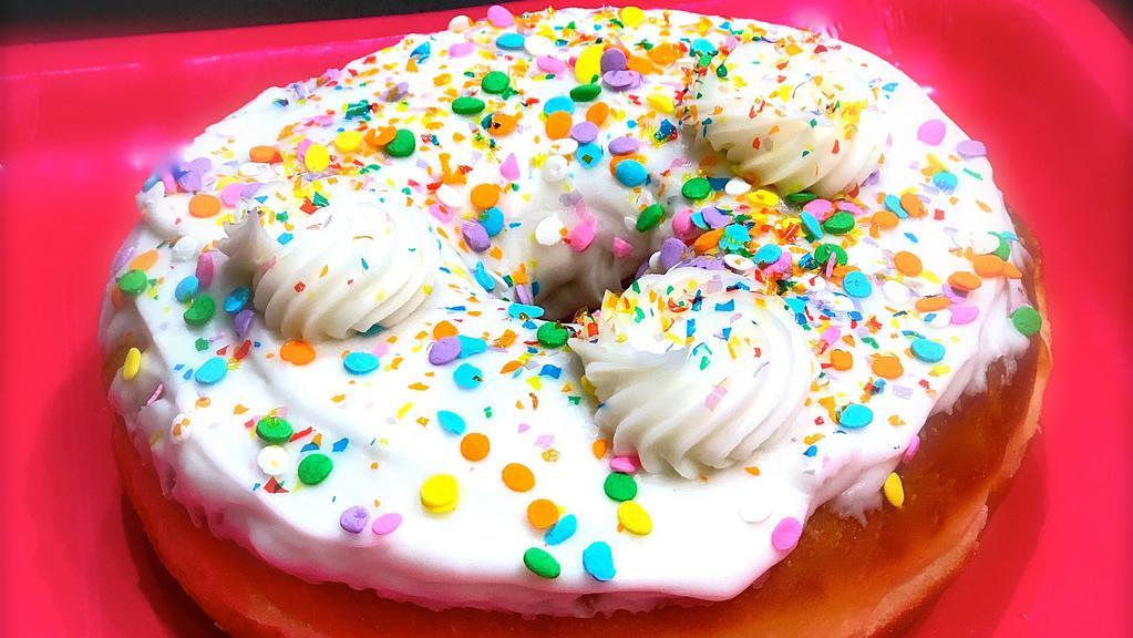 Cake Batter · Large Yeast Ring with Cake Batter Glaze and Buttercream Dollops