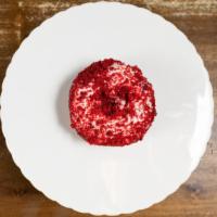 Red Velvet · Red Velvet Cake Donut with Cream Cheese Glaze and Red Velvet Crumble.