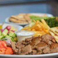 Tri- Meat Plate · Three types of meat. chicken, lamb, beef , Rice, mix Salad, Tzatziki, Hummus Mix spicy garli...