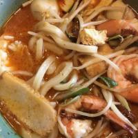 Tempura Shrimp Udon · In noodle soup.