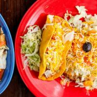 #4 Shredded Beef Taco, Cheese Enchilada And Beans · 
