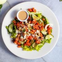 Bongo'S House Salad · Spring mix topped with cucumber, onion, and tomato. Your choice of dressing