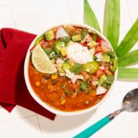 Tortilla Soup (16Oz) · Tomato based soup with shredded chicken, black beans, jalapenos, and green chiles.