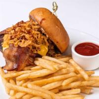 Western Burger  · Bacon, american cheese, BBQ sauce, crispy fried onions.