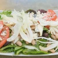 Fennel & Bean Salad · Cannellini beans, Feta cheese, red onions, olives, fennel, tomatoes, almonds, organic greens...