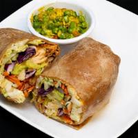 Thai Wrap · Chicken or tofu, honey lime and sweet thai chili, carrots, avocado, cabbage and cheese.