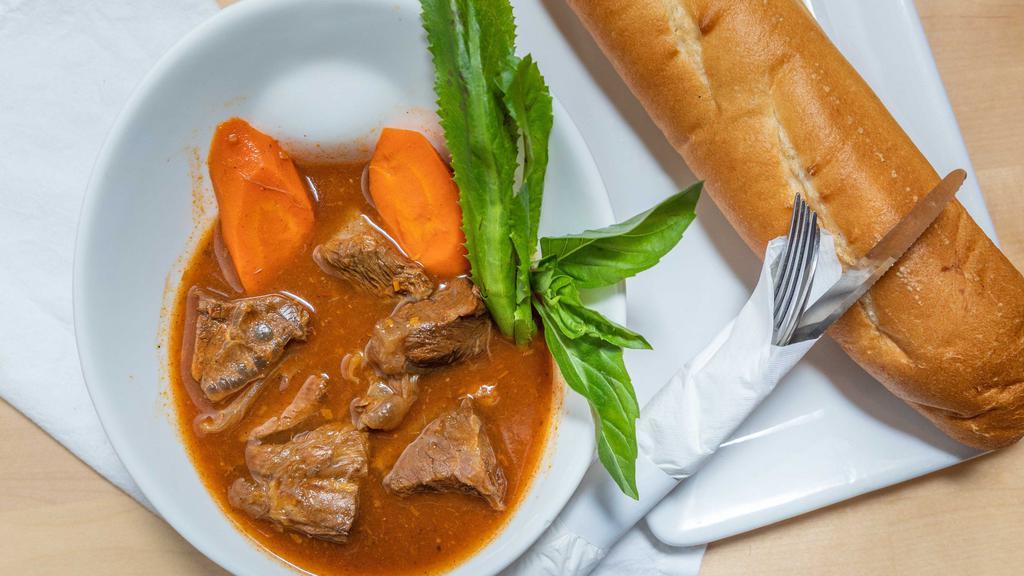 Old Town Beef Stew · Slow braised beef shank & carrots in velvet beef broth; served with egg noodles or French bread