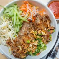 Lemongrass Chicken Vermicelli Bowl · Grilled Lemongrass Chicken, rice noodles, mixed greens, cucumber, bean sprouts, pickled carr...
