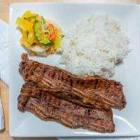 Kalbi Beef Plate · Grilled marinated kalbi beef, pickled veggies; served with Jasmine rice