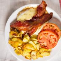 Eddie’S Egg Sandwich · Fried cage-free egg, tomato, pepper jack cheese, herb mayo, bacon, and avocado on an English...