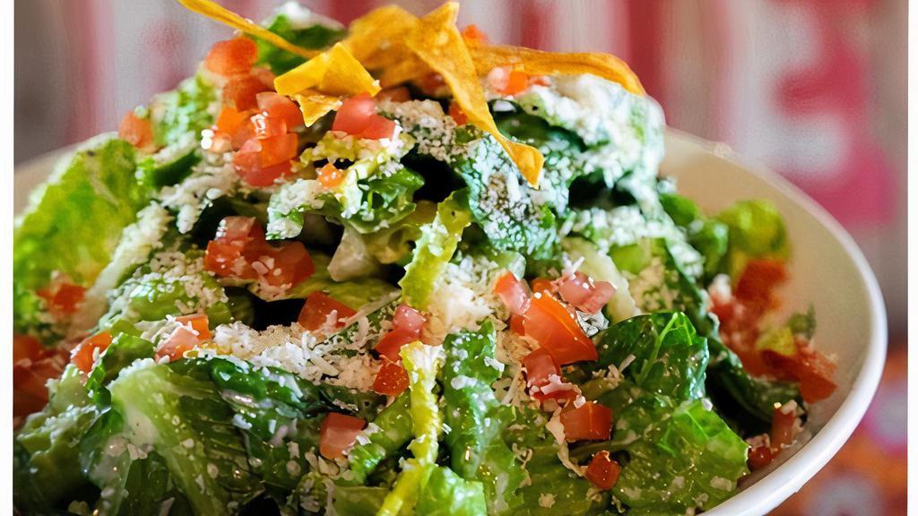 Caesar · Romaine tossed with garlicky, anchovy dressing, Fatima cheese and topped with tortilla strips.

Consuming raw or undercooked meats, poultry, seafood, shellfish or eggs may increase your risk of food borne illness, especially if you have certain medical conditions.