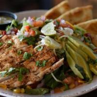 Avocado Chicken Salad · Grilled Cajun chicken breast, cheddar & pepper Jack cheese, Baja veggies, tomato, red pepper...