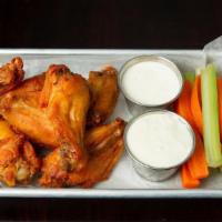 Wings · Wings, Celery, Carrots, Bleu Cheese, Ranch, Choice of Sauce: BBQ, Mild, Medium, Hot, Mike’s ...
