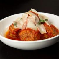 Meatballs · Handmade Beef, Pork & Veal Meatballs, Marinara, Shaved Parmesan, Basil