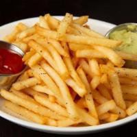 Fries · Ketchup, Pesto Aioli, Choice of Flavor: Regular, Garlic Parm, Garlic Rosemary, Cajun, Old Ba...