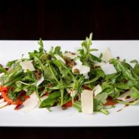 Caprese Salad · Arugula, Fresh Mozzarella, Tomato, Balsamic Vinaigrette, Balsamic Reduction, Shaved Parmesan...