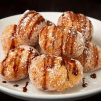 Vegan Zeppoli · Fried Dough Balls, Cinnamon & Sugar, Vegan Chocolate Sauce