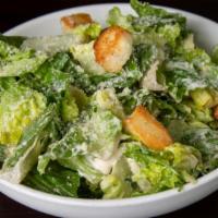 Vegan Side Caesar Salad · Romaine, Croutons, Vegan Parmesan, Vegan Caesar Dressing