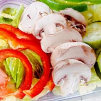 Tossed Salad Sm · Hand crafted with romaine lettuce, tomato, cucumber, red and green bell pepper, red onion, m...