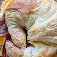 Bacon, Egg & Cheese Breakfast Sandwich · Croissant with egg, cheese, and bacon.