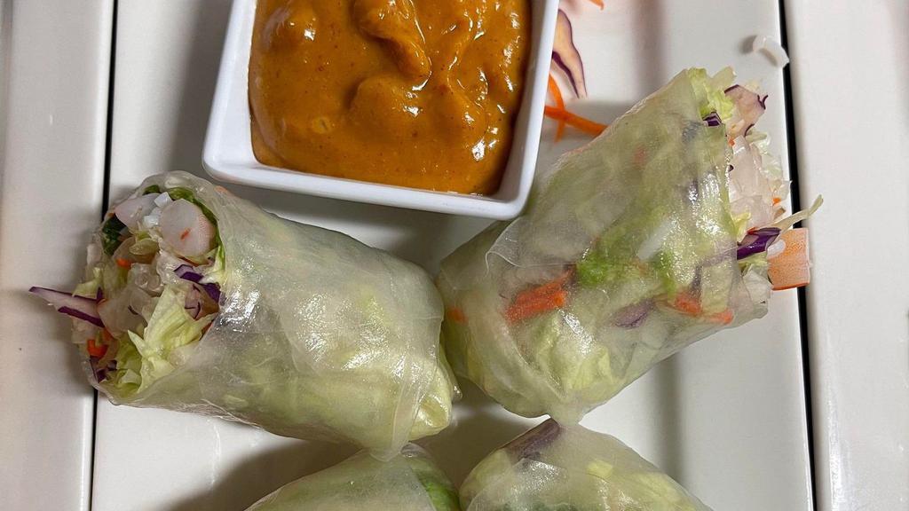 Tofu Fresh Roll Or Shrimp Fresh Rolls · Fresh salad rolls with bean sprouts, carrot, lettuce and rice noodles in rice paper, served with peanut sauce