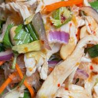 Glass Noodle Salad · Glass noodle, choice of chicken or pork, onion, peanut, cilantro, tomato, celery with lime d...