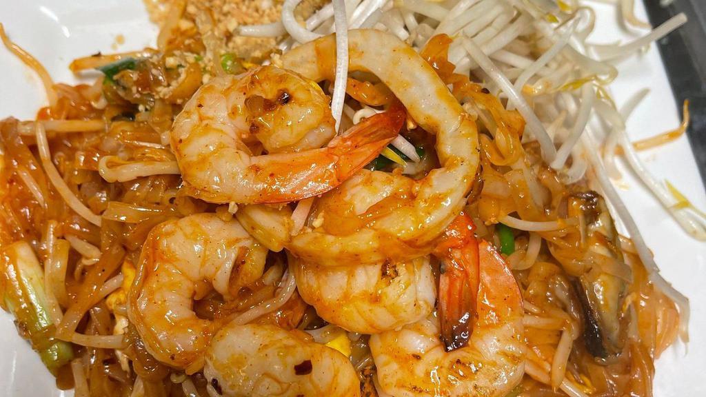 Pad Thai Noodles · Rice noodles with bean sprouts, green onion, and egg in pad Thai sauce.