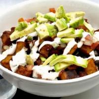 Sweet Potato Bowl · Fried Sweet Potatoes, House Black Beans, Herbed Basmati Rice, Pico De Gallo, Vegan Chipotle ...