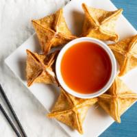 Crab Cheese Wontons (6 Pc) · Cream cheese, imitation crab, chopped green onions. Served with homemade sweet and sour sauce.