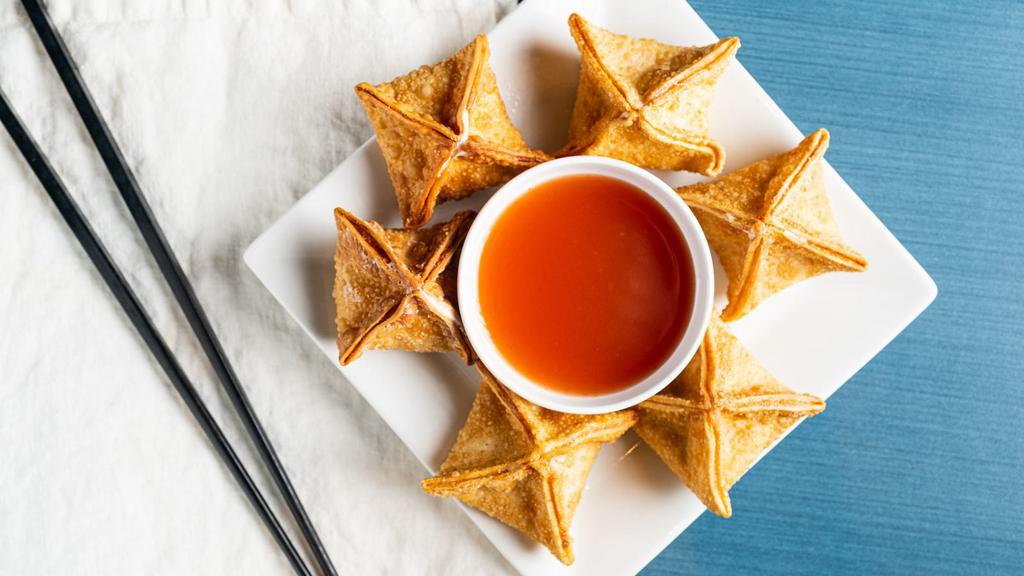Crab Cheese Wontons (6 Pc) · Cream cheese, imitation crab, chopped green onions. Served with homemade sweet and sour sauce.