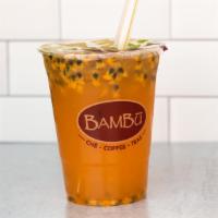 Passion Fruit Juice · Passion Fruit Juice with Rainbow Jellies and Passion Fruit Seeds