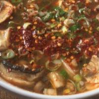 Tom Yum (Thai Hot & Sour Soup) · Spicy. A clear broth hot and sour soup with mushrooms.