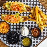 Kids Taco Meal · One crunchy flour tortilla served with straight cut fries.