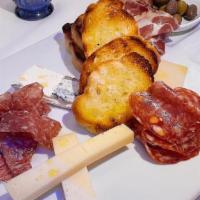 Antipasto & Cheese · Chef's hand selected shaved cured meats and artisanal craft cheeses olive mix and grilled cr...