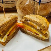 Egg Sausage & Cheese · Made with freshly cracked eggs, cheddar cheese, sausage, 
tomato, and onion on a whole wheat...