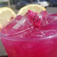 Dragon Fruit Lemonade  · Fresh dragonfruit added to our sweet and sour lemonade! perfect for any day!