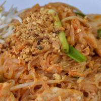 Pad Thai:* · Most famous of Thai noodles stir fried with chicken or veggie tofu, egg, green onions, bean ...