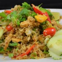 Rainbow Fried Rice* · Jasmine rice, choice of protein, avocado, mango, egg, red bell, tomatoes, onions, stir fried...