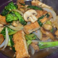 Lovely Ginger: · Stir-fried choice of protein with fresh ginger, fresh garlic,        mushrooms, broccoli, on...