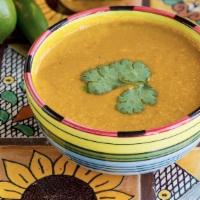 Butternut Squash Soup · Creamy butternut squash spiced with clove and cinnamon.